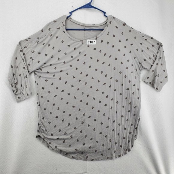 LOFT Outlet Top Women's 3/4 Sleeve Tunic Paisley Design Grey Extra Large - Picture 11 of 11